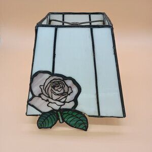 Vintage Handmade Stained Glass Lamp Shade Rose Cottagecore Grannycore
